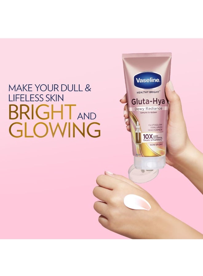 Vaseline Gluta-Hya Dewy Radiance Lotion for Face & Body | Gives Brighter Skin | Glutathione & Niacinamide Infused Moisturizer, 200ml (Pack of 2) - Image 4